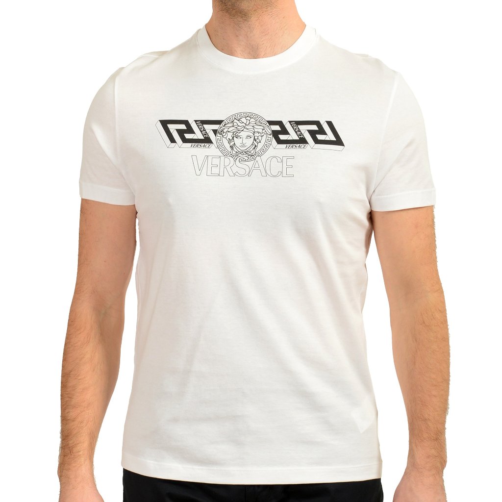 Versace Men's White "Taylor Fit" Short Sleeve Logo Print T-Shirt Us 2xl It 56